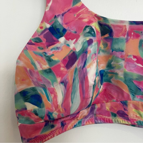 YITTY x Fabletics Shaping Swim Square Neck Bikini Top Bubble Gum Neon Geo XL - Picture 8 of 14